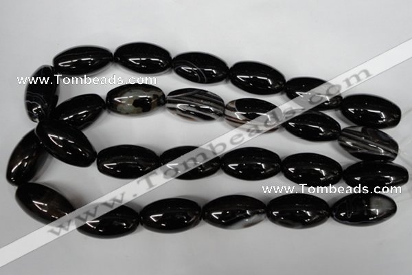 CAG2970 15.5 inches 15*30mm rice black line agate beads