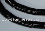 CAG2975 15.5 inches 8*14mm tube black line agate beads