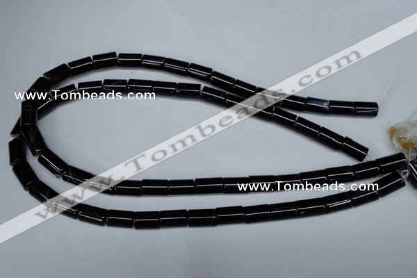 CAG2975 15.5 inches 8*14mm tube black line agate beads