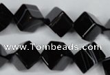 CAG2978 15.5 inches 10*10mm cube black line agate beads