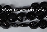 CAG2991 15.5 inches 10mm flat round black line agate beads