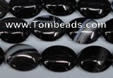 CAG3002 15.5 inches 12*16mm oval black line agate beads