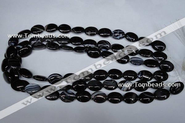 CAG3002 15.5 inches 12*16mm oval black line agate beads