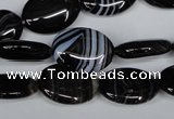 CAG3003 15.5 inches 13*18mm oval black line agate beads