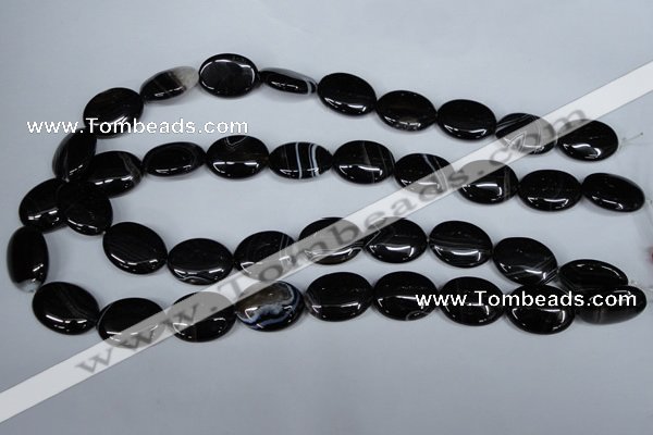 CAG3004 15.5 inches 15*20mm oval black line agate beads