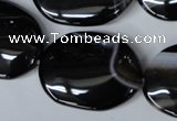 CAG3007 15.5 inches 22*30mm oval black line agate beads