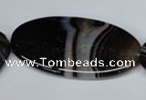 CAG3010 15.5 inches 25*50mm oval black line agate beads