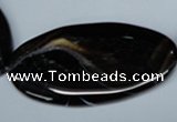 CAG3015 15.5 inches 25*50mm twisted oval black line agate beads