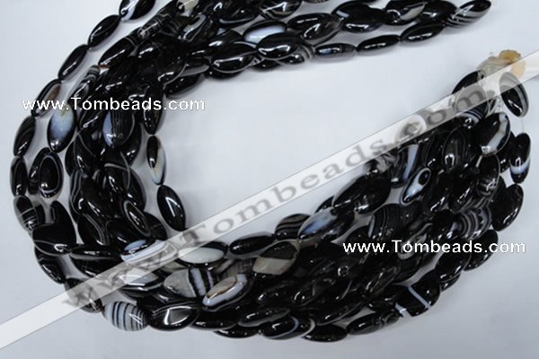 CAG3016 15.5 inches 10*20mm marquise black line agate beads