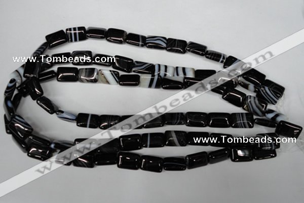 CAG3021 15.5 inches 10*14mm rectangle black line agate beads