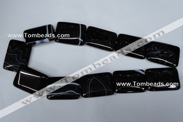 CAG3027 15.5 inches 25*35mm rectangle black line agate beads