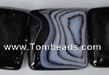 CAG3038 15.5 inches 35*35mm square black line agate beads