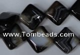 CAG3043 15.5 inches 14*14mm diamond black line agate beads