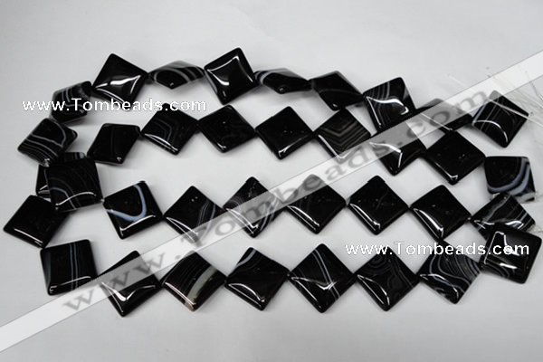 CAG3045 15.5 inches 18*18mm diamond black line agate beads