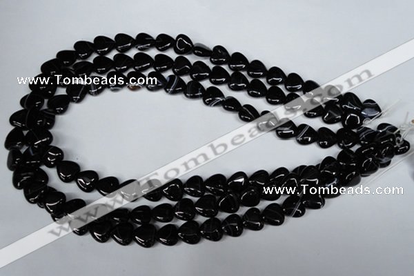 CAG3050 15.5 inches 10*10mm heart black line agate beads