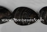 CAG3060 15.5 inches 22*30mm flat teardrop black line agate beads