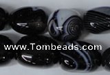 CAG3065 15.5 inches 15*20mm nuggets black line agate beads