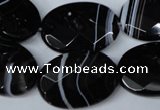 CAG3084 15.5 inches 18*25mm faceted oval black line agate beads