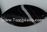 CAG3095 15.5 inches 25*50mm faceted & twisted oval black line agate beads