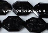 CAG3108 15.5 inches 18*25mm octagonal black line agate beads