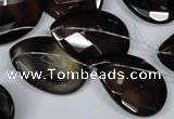 CAG3110 Top-drilled 18*25mm faceted flat teardrop black line agate beads