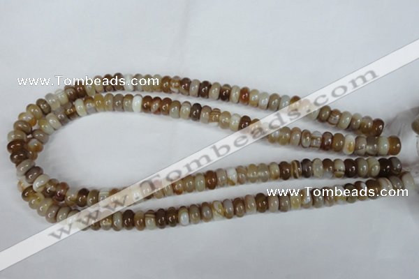 CAG3120 15.5 inches 6*10mm rondelle brown line agate beads