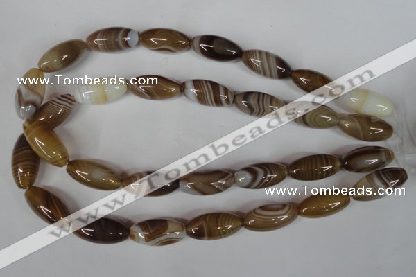 CAG3126 15.5 inches 12*25mm rice brown line agate beads