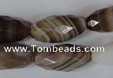 CAG3130 15.5 inches 12*25mm faceted rice brown line agate beads