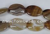 CAG3131 15.5 inches 10*14mm oval brown line agate beads