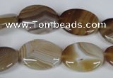 CAG3132 15.5 inches 12*16mm oval brown line agate beads