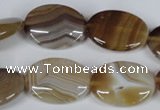 CAG3133 15.5 inches 13*18mm oval brown line agate beads