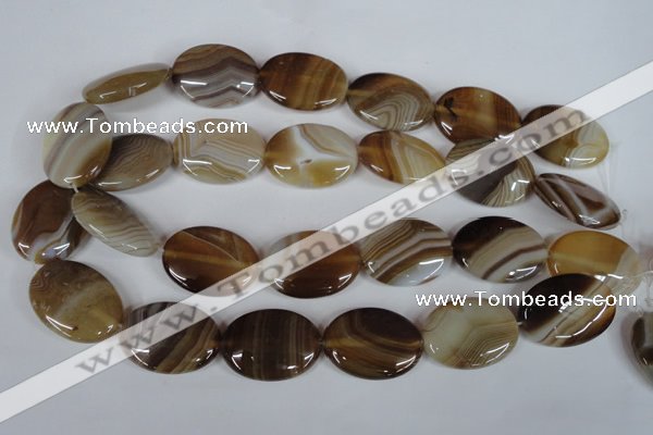 CAG3134 15.5 inches 15*20mm oval brown line agate beads