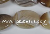 CAG3136 15.5 inches 22*30mm oval brown line agate beads