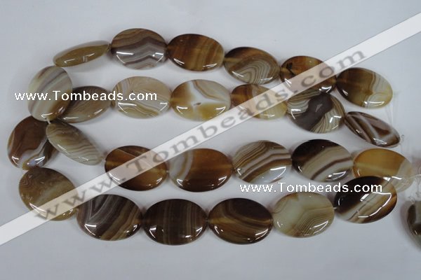 CAG3136 15.5 inches 22*30mm oval brown line agate beads