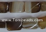CAG3145 15.5 inches 13*18mm twisted rectangle brown line agate beads