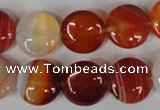 CAG3183 15.5 inches 14mm flat round red line agate beads