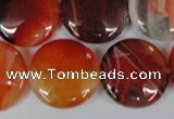 CAG3187 15.5 inches 22mm flat round red line agate beads