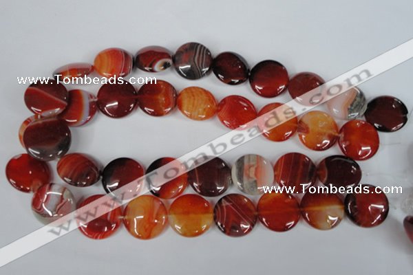 CAG3187 15.5 inches 22mm flat round red line agate beads