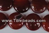 CAG3189 15.5 inches 18mm flat round red line agate beads