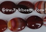 CAG3195 15.5 inches 15*20mm oval red line agate beads