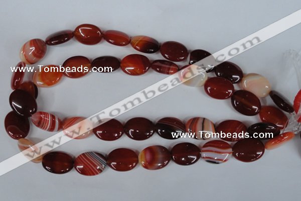 CAG3195 15.5 inches 15*20mm oval red line agate beads