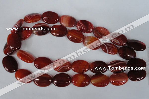 CAG3196 15.5 inches 18*25mm oval red line agate beads