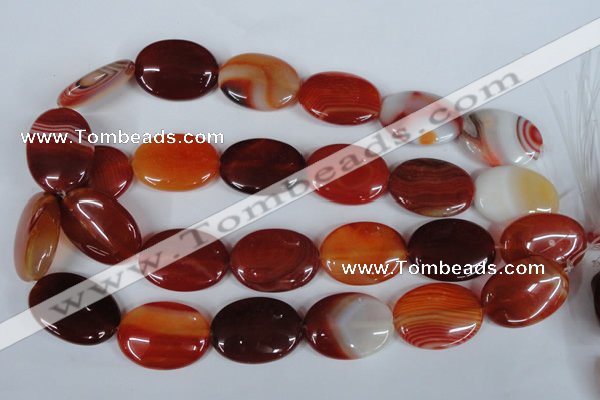 CAG3197 15.5 inches 22*30mm oval red line agate beads