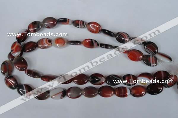 CAG3203 15.5 inches 13*18mm oval red line agate beads