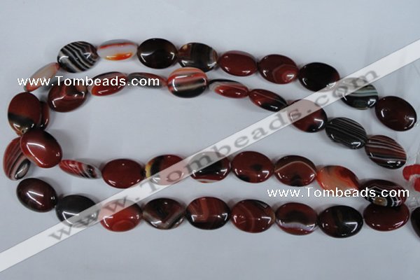 CAG3204 15.5 inches 15*20mm oval red line agate beads