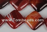 CAG3235 15.5 inches 18*18mm diamond red line agate beads