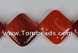 CAG3236 15.5 inches 20*20mm diamond red line agate beads