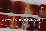 CAG3243 15.5 inches 16*16mm square red line agate beads