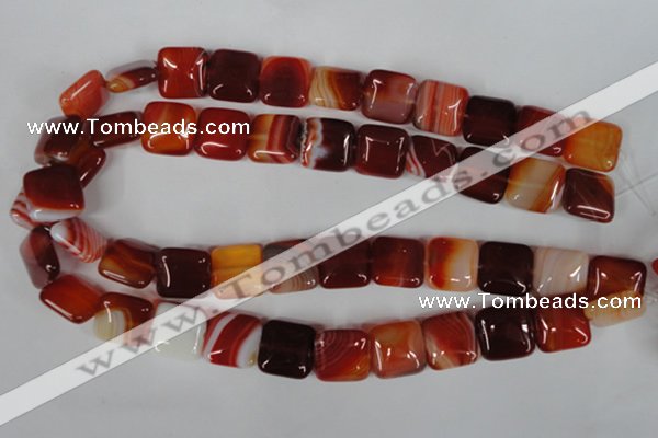 CAG3243 15.5 inches 16*16mm square red line agate beads