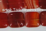 CAG3244 15.5 inches 18*18mm square red line agate beads